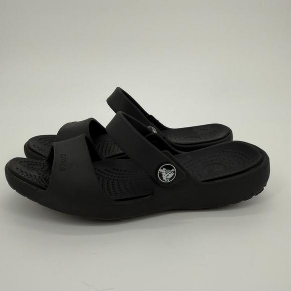 Crocs Coretta Black Slip On Shoes Sandals Women Size 6 - Picture 3 of 7